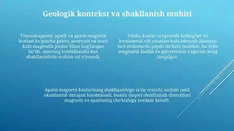 Titanomagnetit, apatit va apatit-magnetitli ma'danlar konlari 4