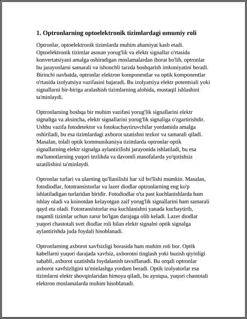 OPTRONLARNING OPTOELEKTRONIK TIZIMLARDAGI O'RNI 4