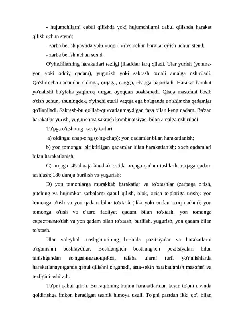 Valeybol o’yinda himoya texnikasi hamda taktikasini o’rgatishni takomillashtirish 4