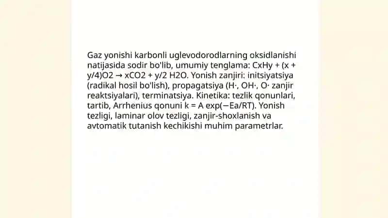 Alangali yoqish, gaz va mazutlarni yoqish 4