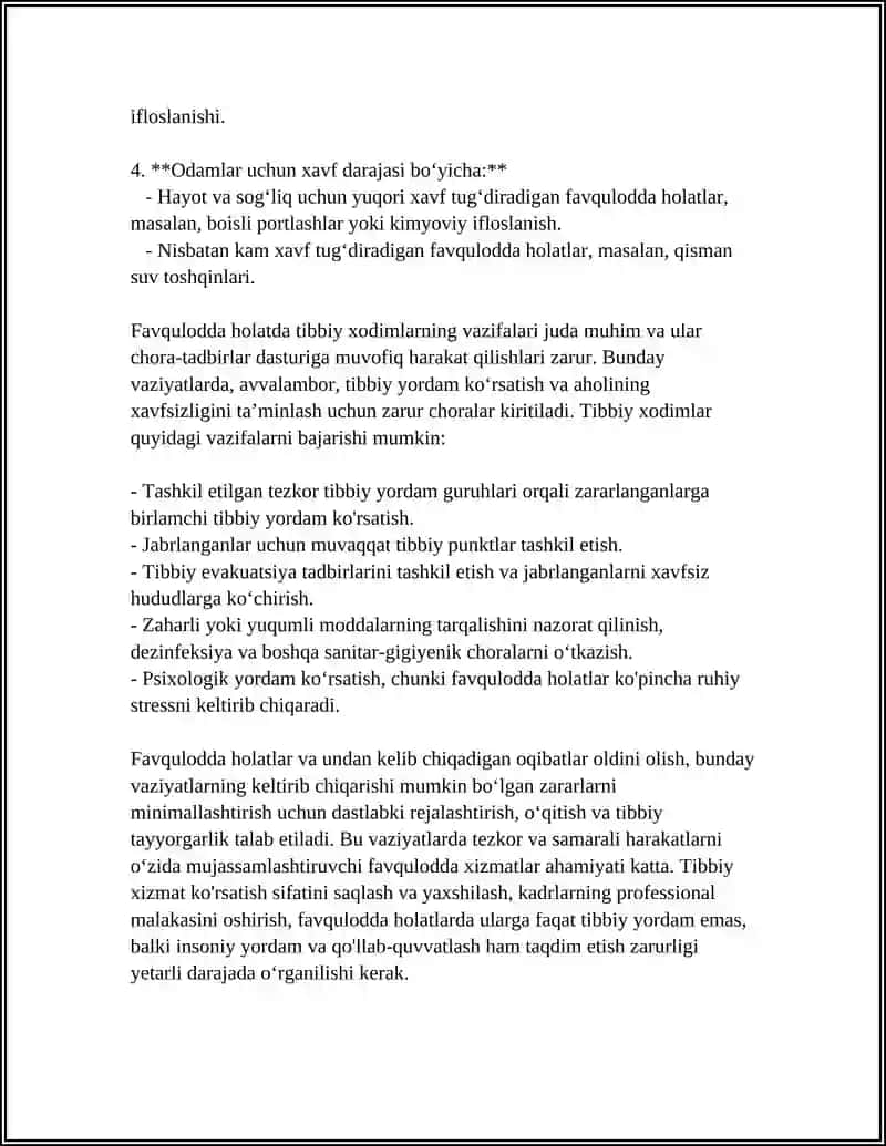 FAVQULOTDA HOLATLAR VA UNDA TIBBIY XODIM CHORA TADBIRLARI 4