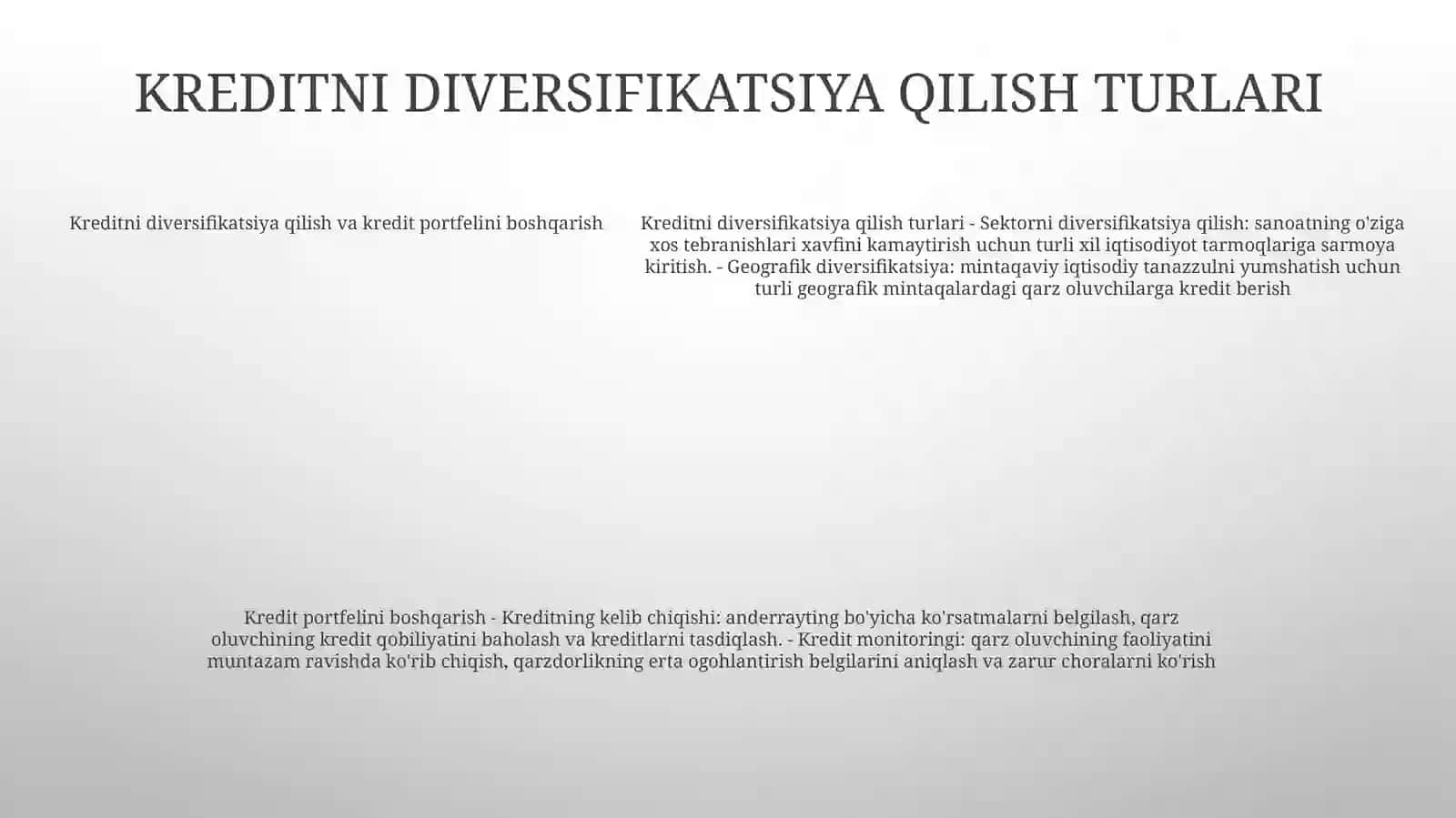 Kredit Portfelining Diversifikatsiya Qilish Va Muamoli Ssudalarni Boshqarish 4