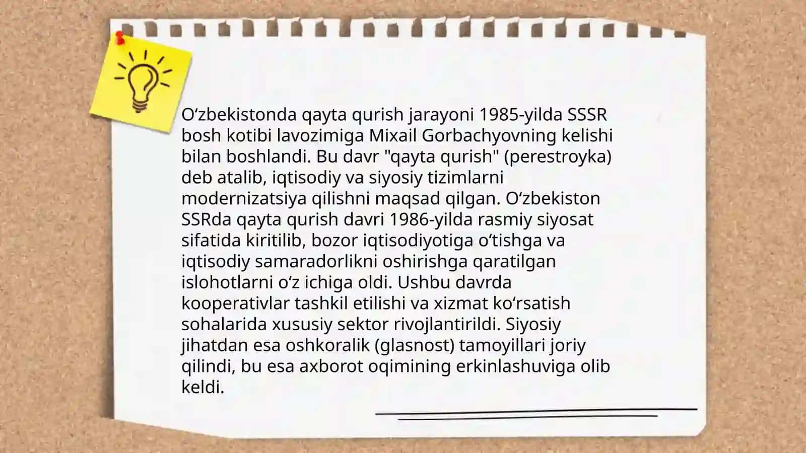 Qayta qurish yillarida Oʻzbekistondagi ijtimoiy-siyosiy vaziyati 4