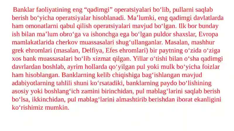 O'zbekiston respublikasi bank tizimining rivojlanish bosqichlari va tarkibi 4
