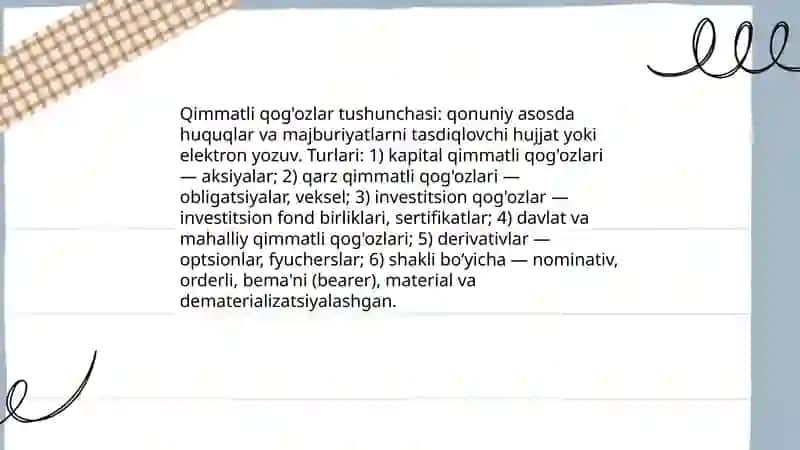 Qimmatli qog'ozlar tog'risidagi qonun 4