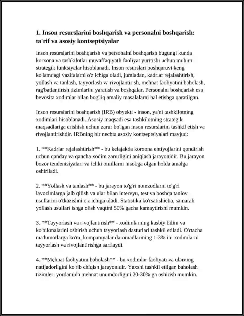 INSON RESURSLARINI BOSHQARISH VA PERSONALNI BOSHQARISH 4