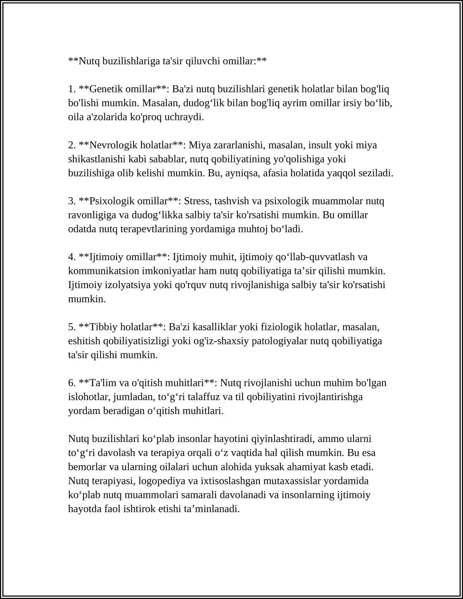 SISTEMALI NUTQ BUZILISHLARI BOʻLGAN BOLALARNING PSIXOLOGIK XUSUSIYATLARI, ULARNI TEKSHIRISH VA KORREKSIYALASH 4