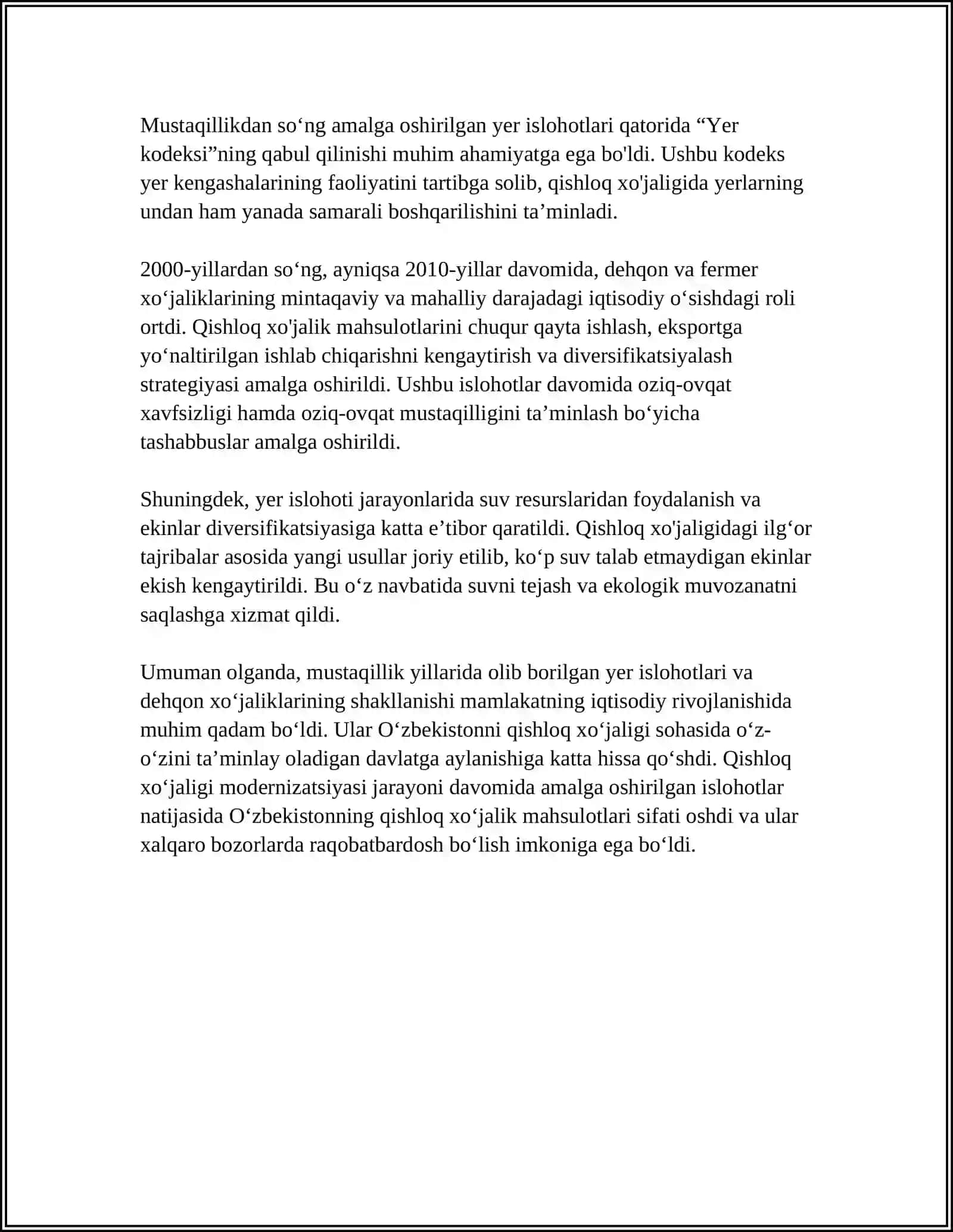 MUSTAQILLIK YILLARIDA QISHLOQ XO"JALIGI VA SANOAT SOHASIDAGI O'ZGARISHLAR 4
