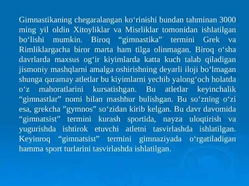 Gimnastikaning tarixi va umumiy tavsifi 4
