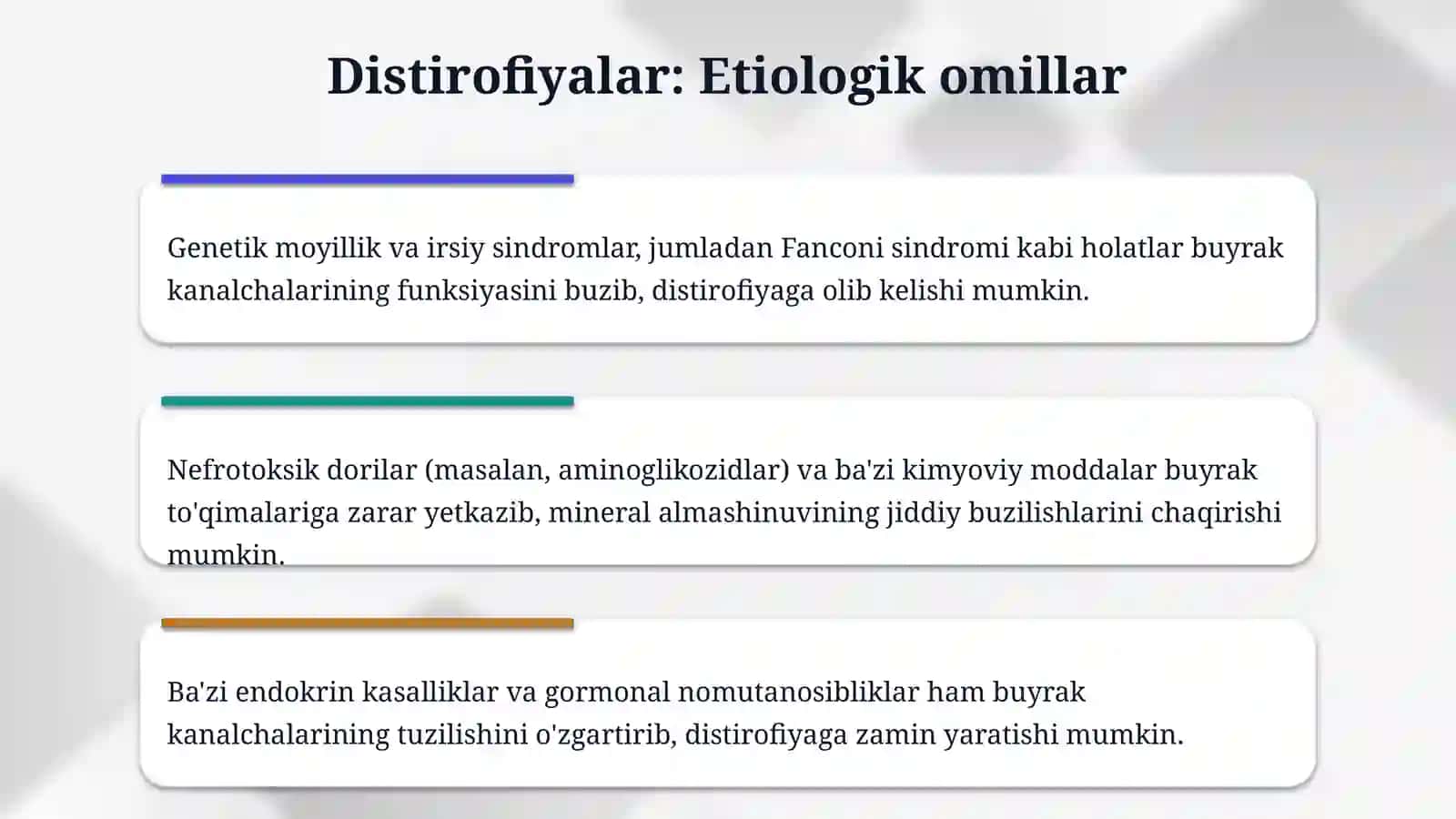 Aralash distirofiyalar, menerallar almashinuvining buzilishlari. 4
