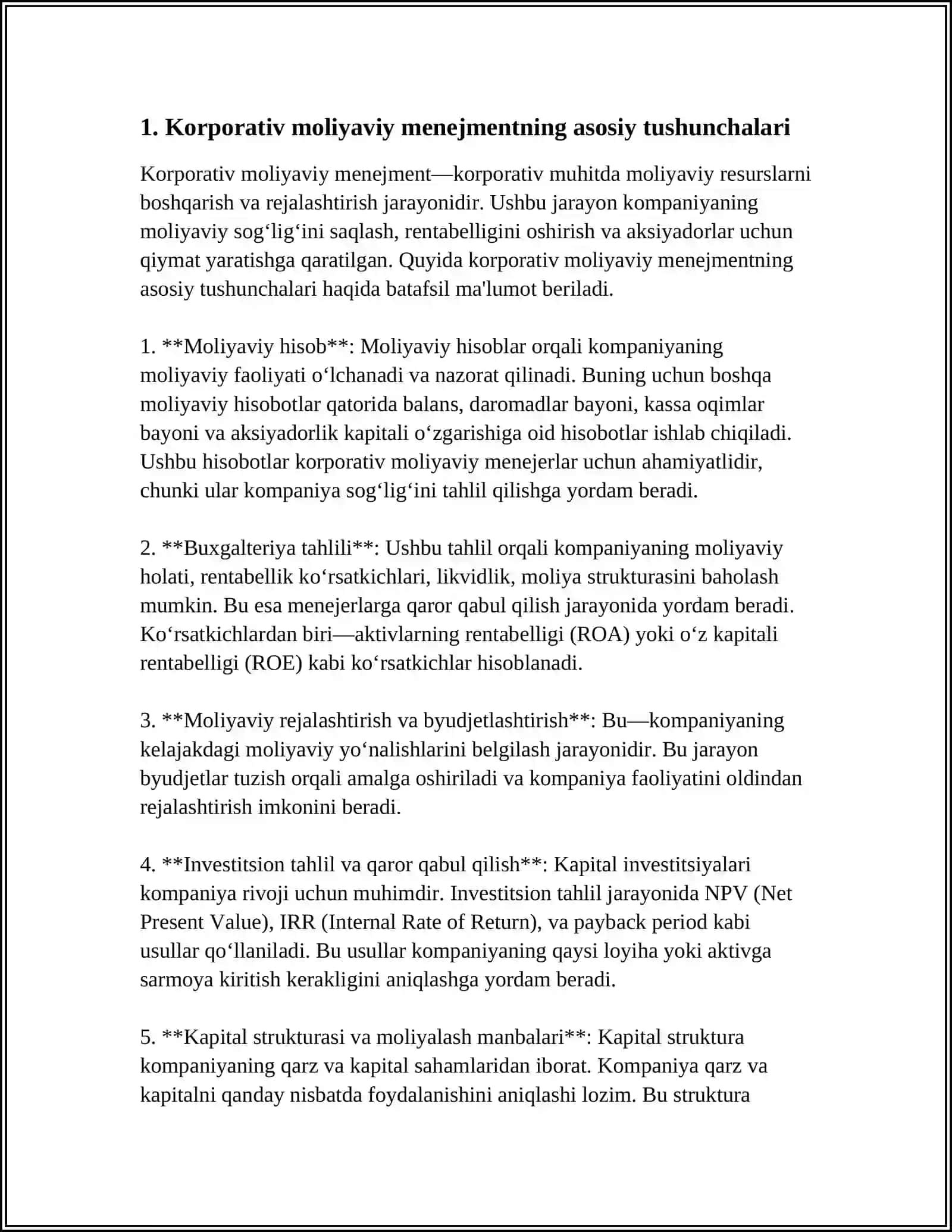 OʻZBEKISTONDA KORPARATIV MOLIYAVIY MENEJMENT TIZIMINI TATBIQ ETISH VA RIVOJLANISHI 4