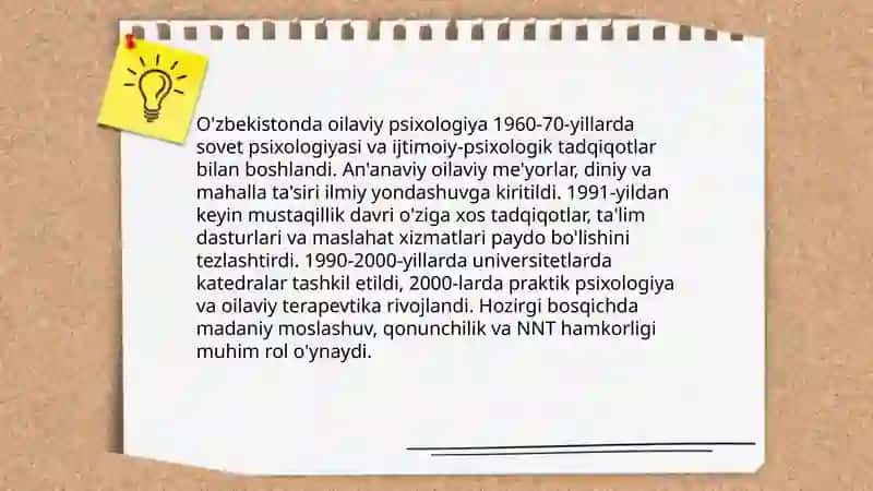 O"zbekistonda oila psixologiyasi maktabini yaratilishi 4