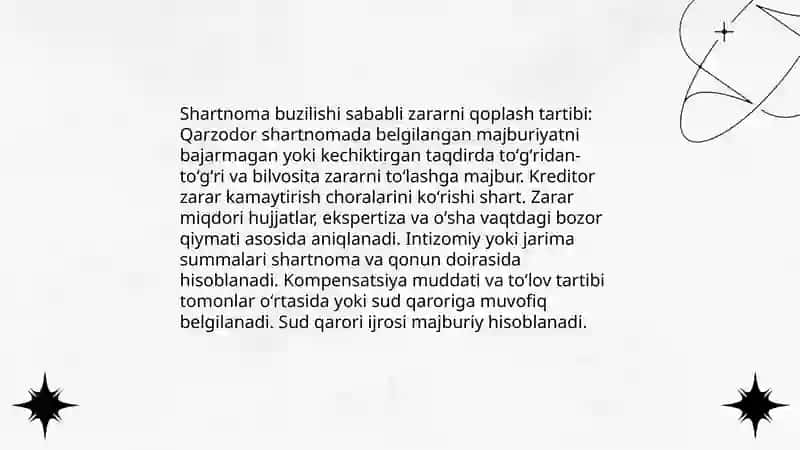 Qarzodrning zararni toʻlash majburiyati 4