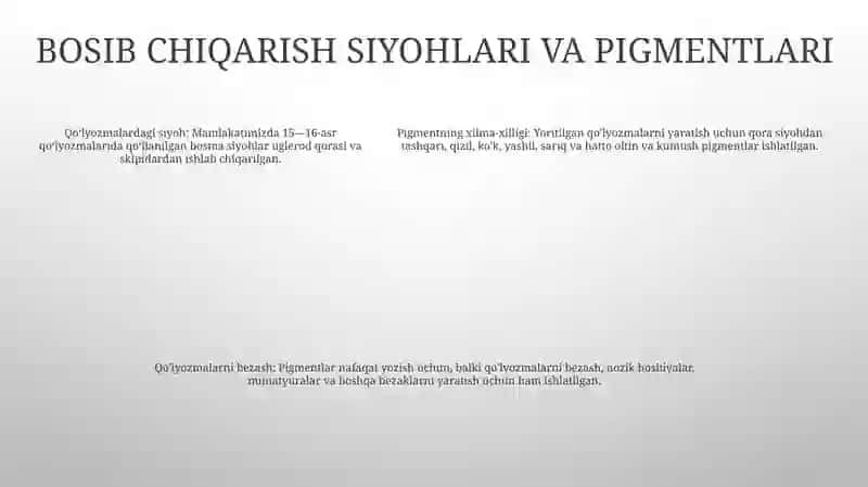 Xv-Xvi Asrlarda Yurtimiz Kitobatchiligida QoʻLlanilgan Ashyolar 4