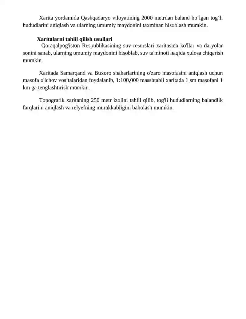 Umumgeografik mavzudagi kartalar bilan tanishish va tahlil qilish 4