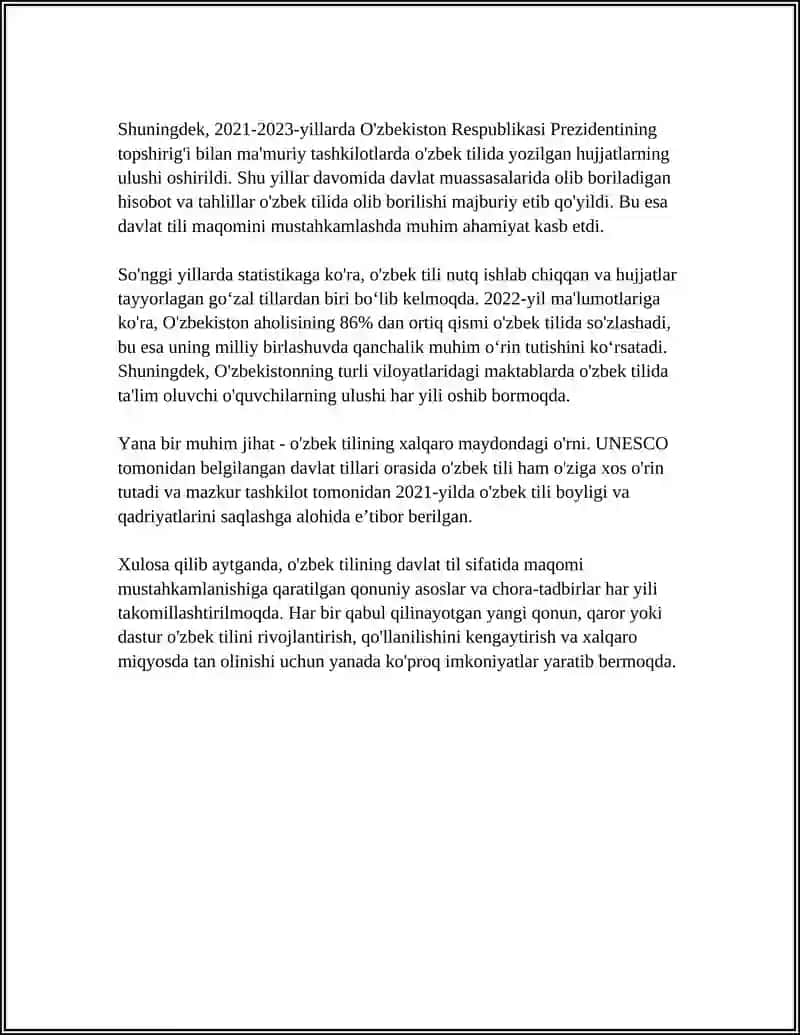 O'ZBEKISTON RESPUBLIKASI DAVLAT TILI 4