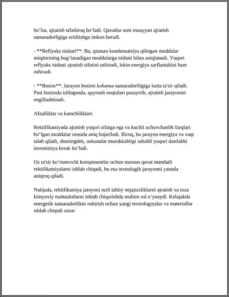 NEFTNI REKTIFIKATSIYA JARAYONINING TAHLILI VA UNING ASOSIY QURILMALARINI TANLASH VA HISOBLASH 4