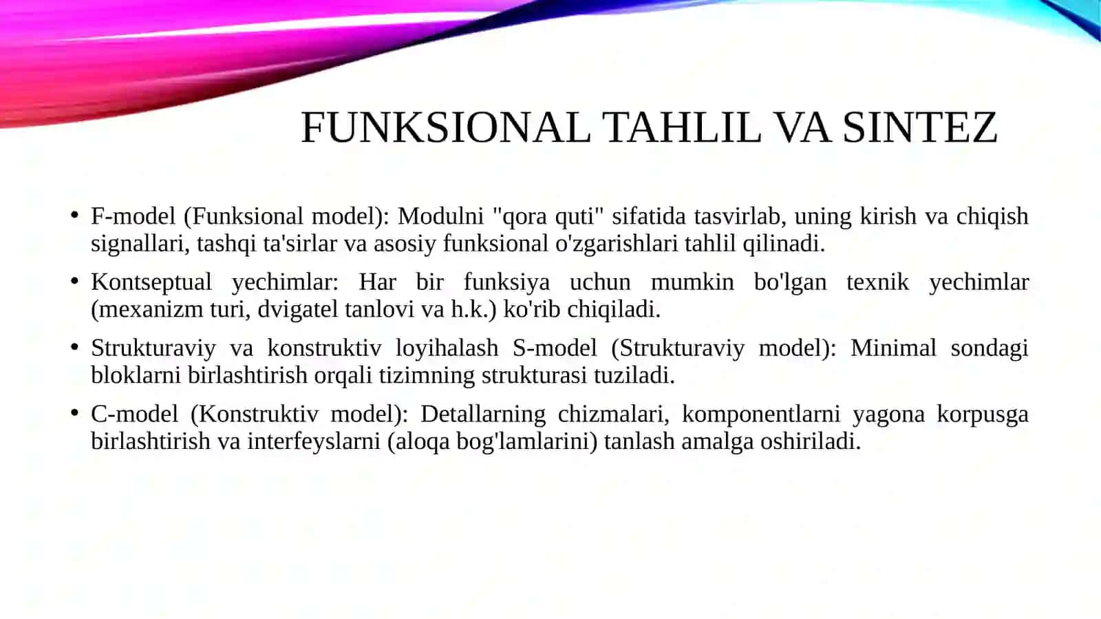 Mexatron modullarni loyihalash bosqichlari 4