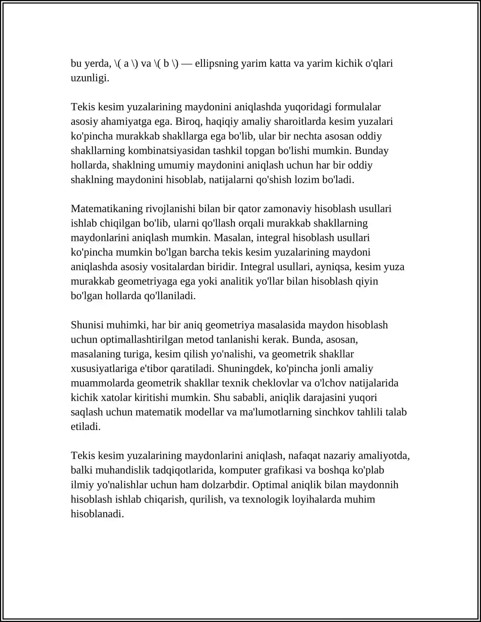 TEKIS KESIM YUZALARINING GEOMETRIK XARAKTERISTIKALARI 4