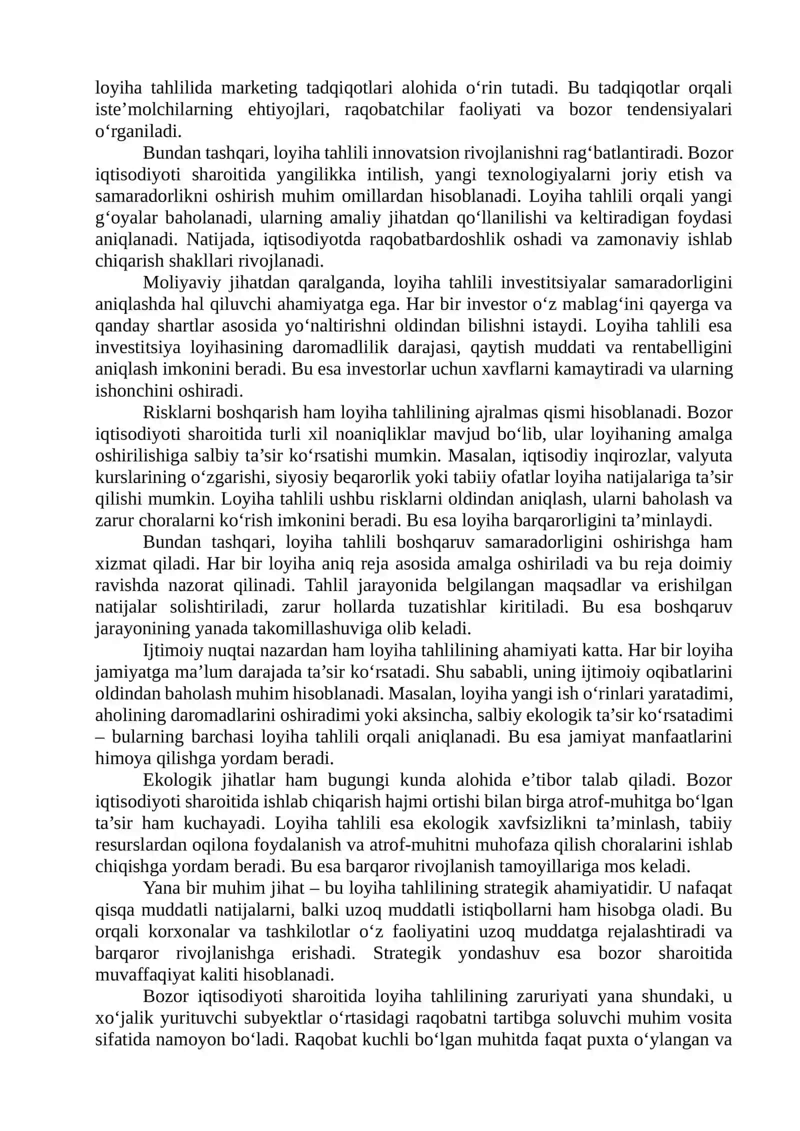 Loyiha tahlilining zaruriyati mohiyati va vazifalari 4