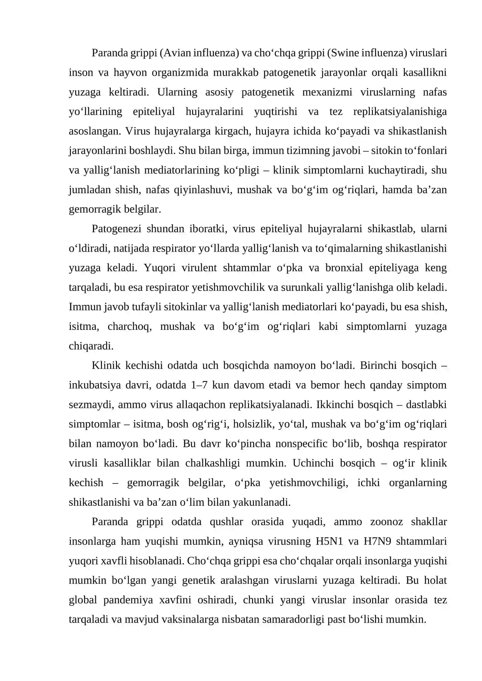 Paranda va cho‘chqa grippi va uning hoziygi kundagi muammolari 4