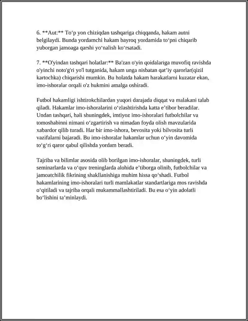 FUTBOLDA HAKAMLARNING IMO ISHORALARINI O'RGANISH 4