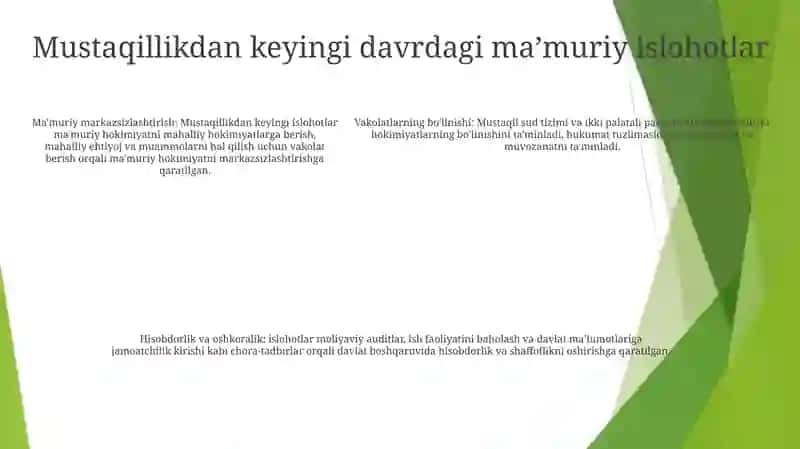 Mustaqillik Yillarida Davlat Boshqaruvi Tizimida Amalga Oshirilgan Islohotlar 4