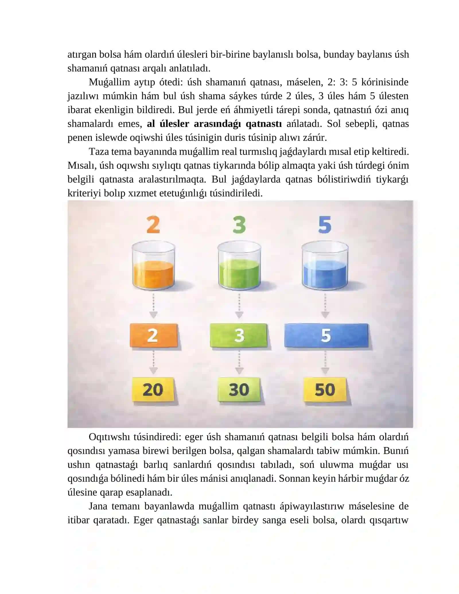 Úsh muǵdardıń qatnası. BIR SAǴATLÍQ SABAQ REJESI 4