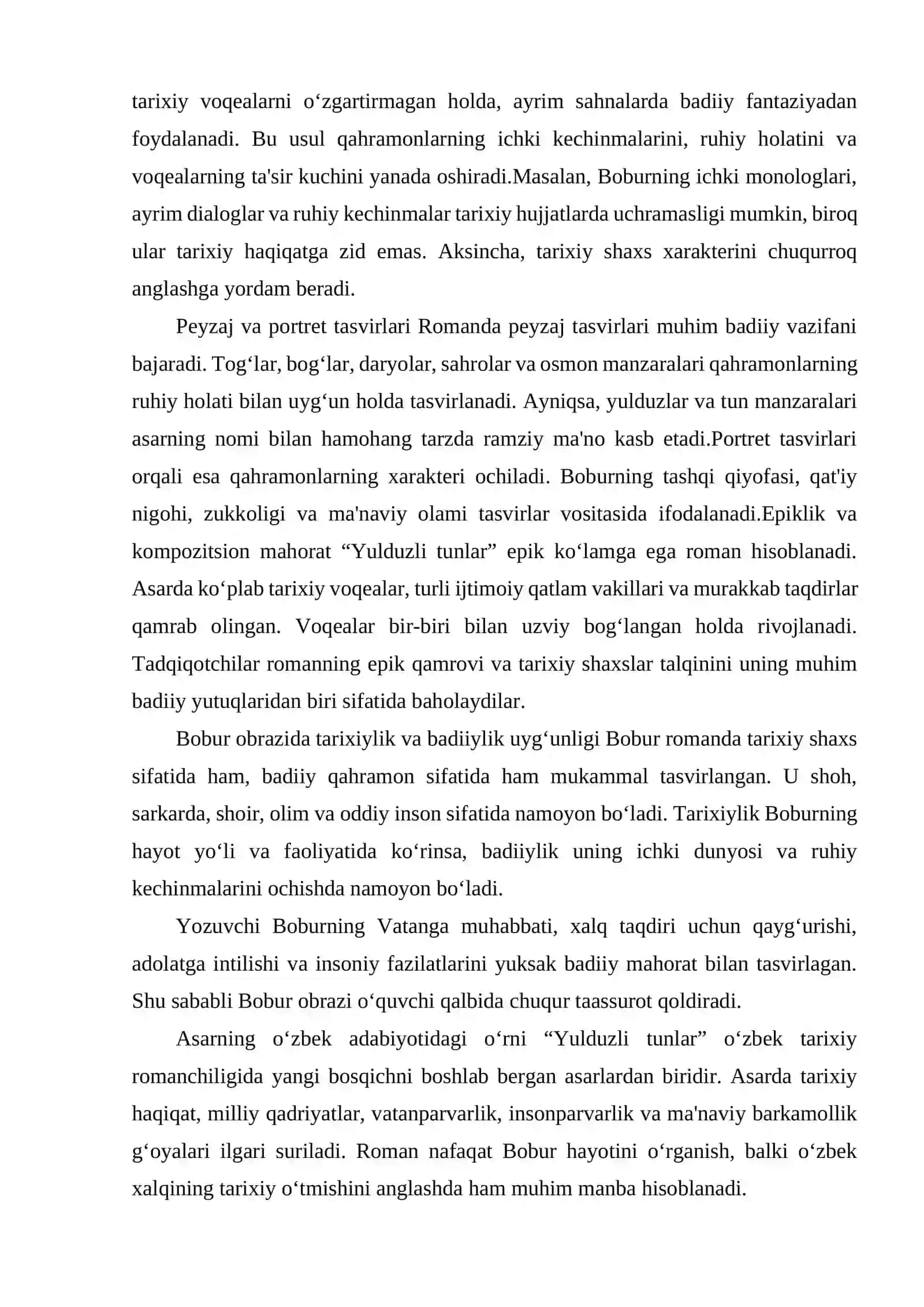PIRIMQUL QODIROV "YULDUZLI TUNLAR " ROMANIDA TARIXIYLIK VA BADIIYLIK. 4