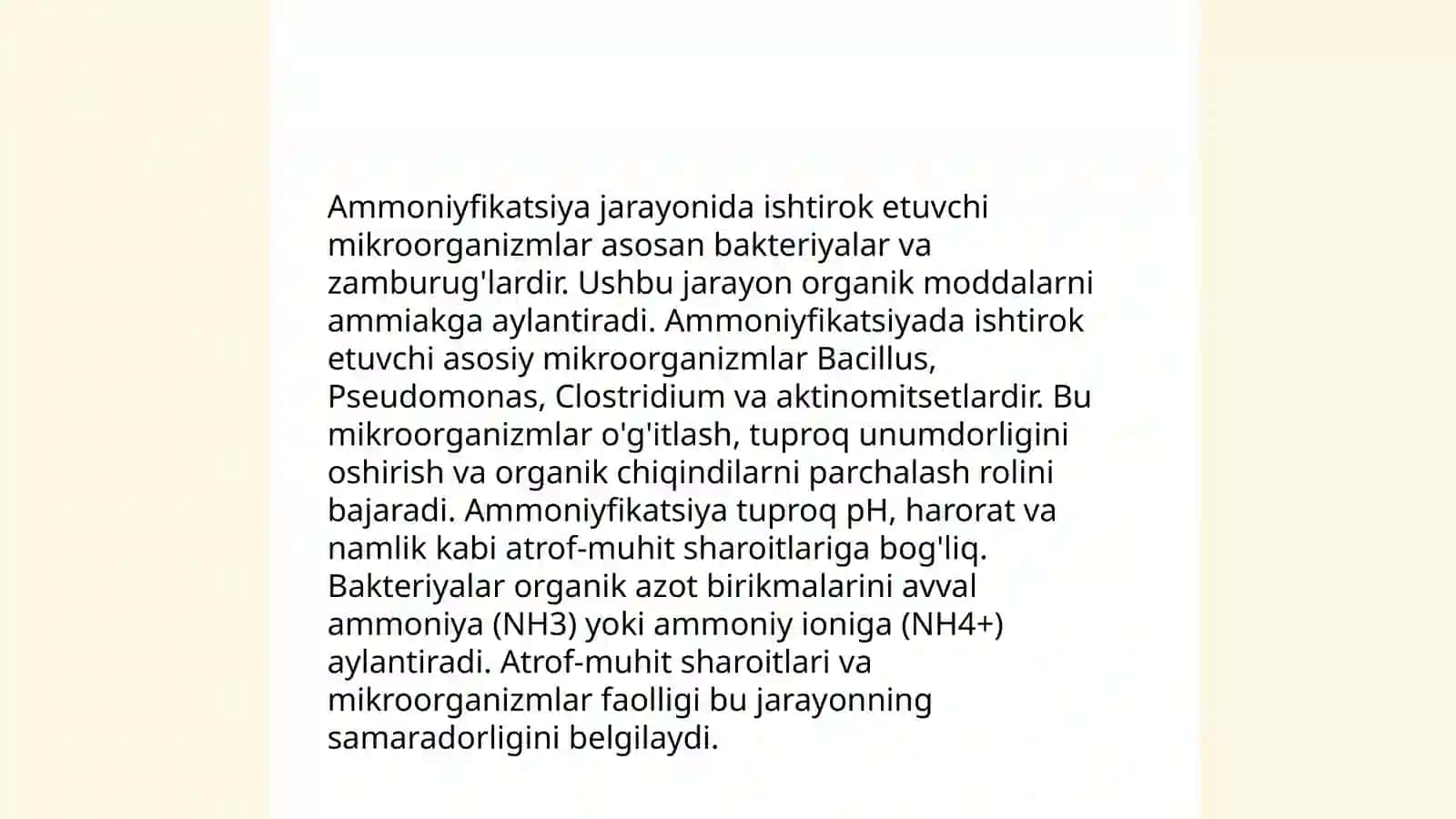 Ammoniyfikatsiya, denitrifikatsiya va nitrifikatsiya jarayoning biokimyoviy xususiyatlari 4