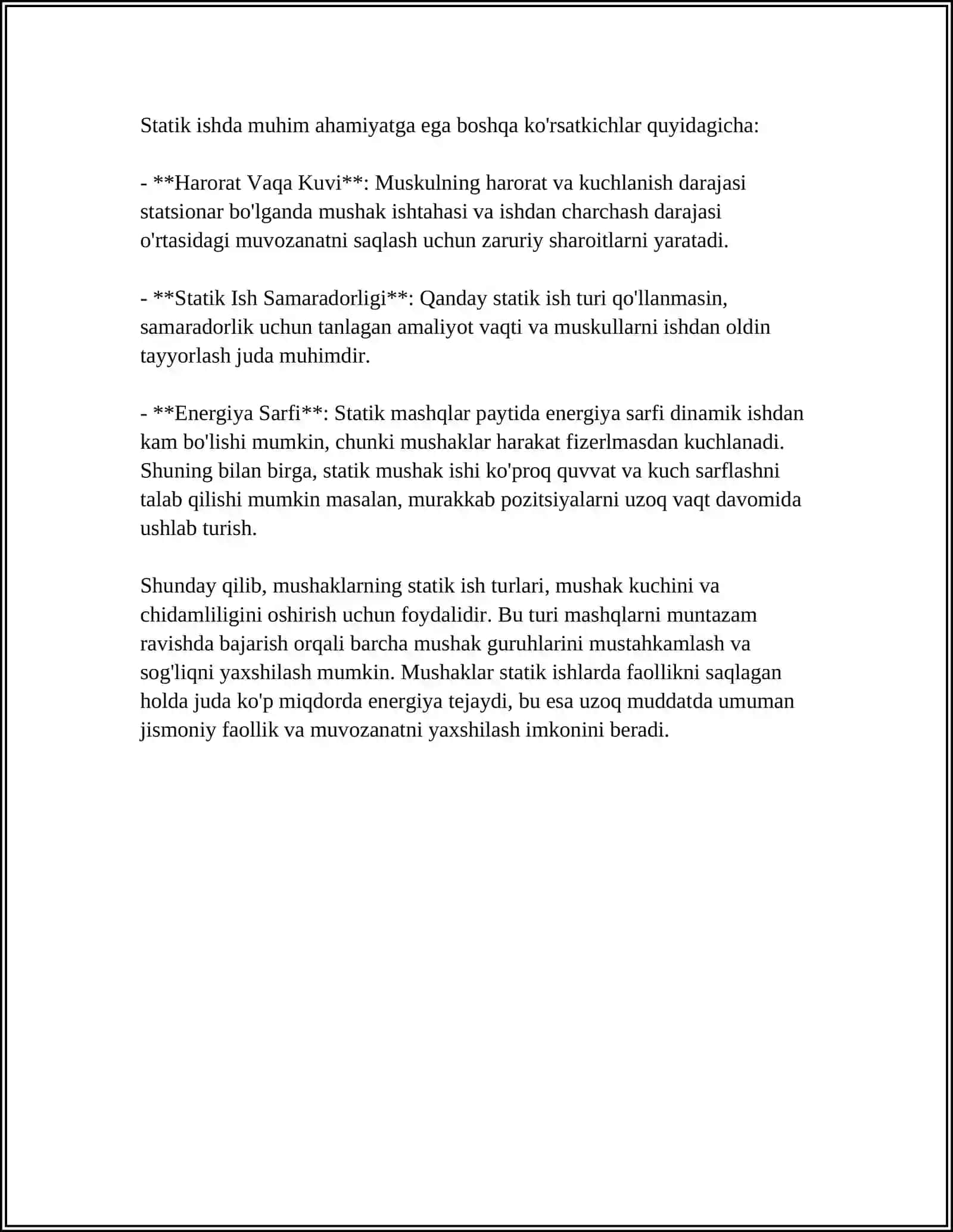 Muskullarining Statik va Dinamik Xolatlarda Bajaradigan Ish Turlari 4