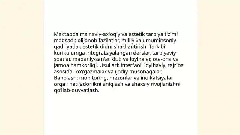 Oʻsib kelayotgan avlodni axloqiy – ma’naviy va estetik tarbiyalash 4