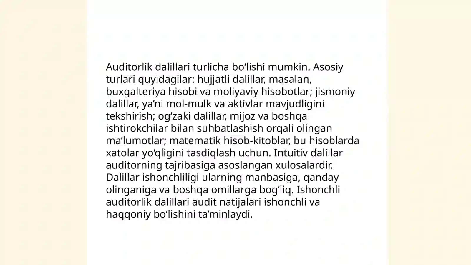 "Auditorlik dalillari" 4