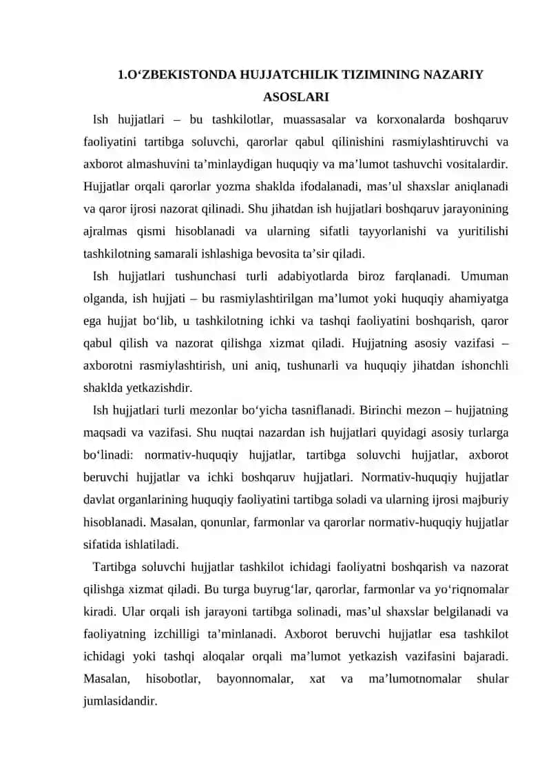 ISH HUJJATLARI VA ULARGA QO‘YILADIGAN ASOSIY TALABLAR 4