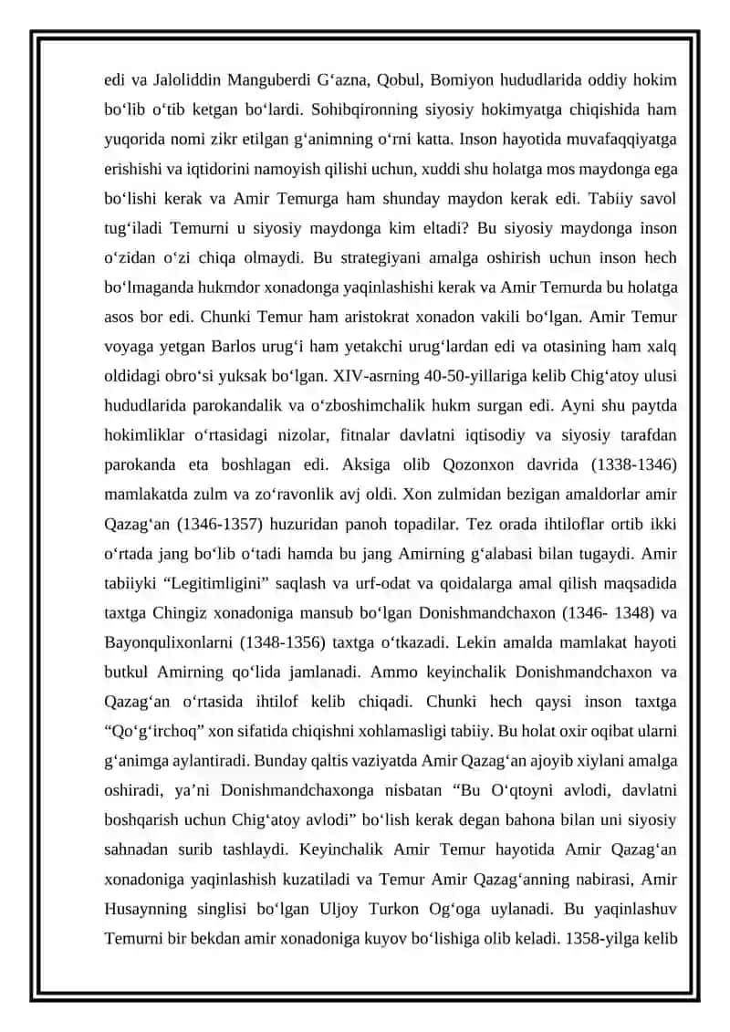 Amir Temur va Movarounnahr siyosiy hayoti 4
