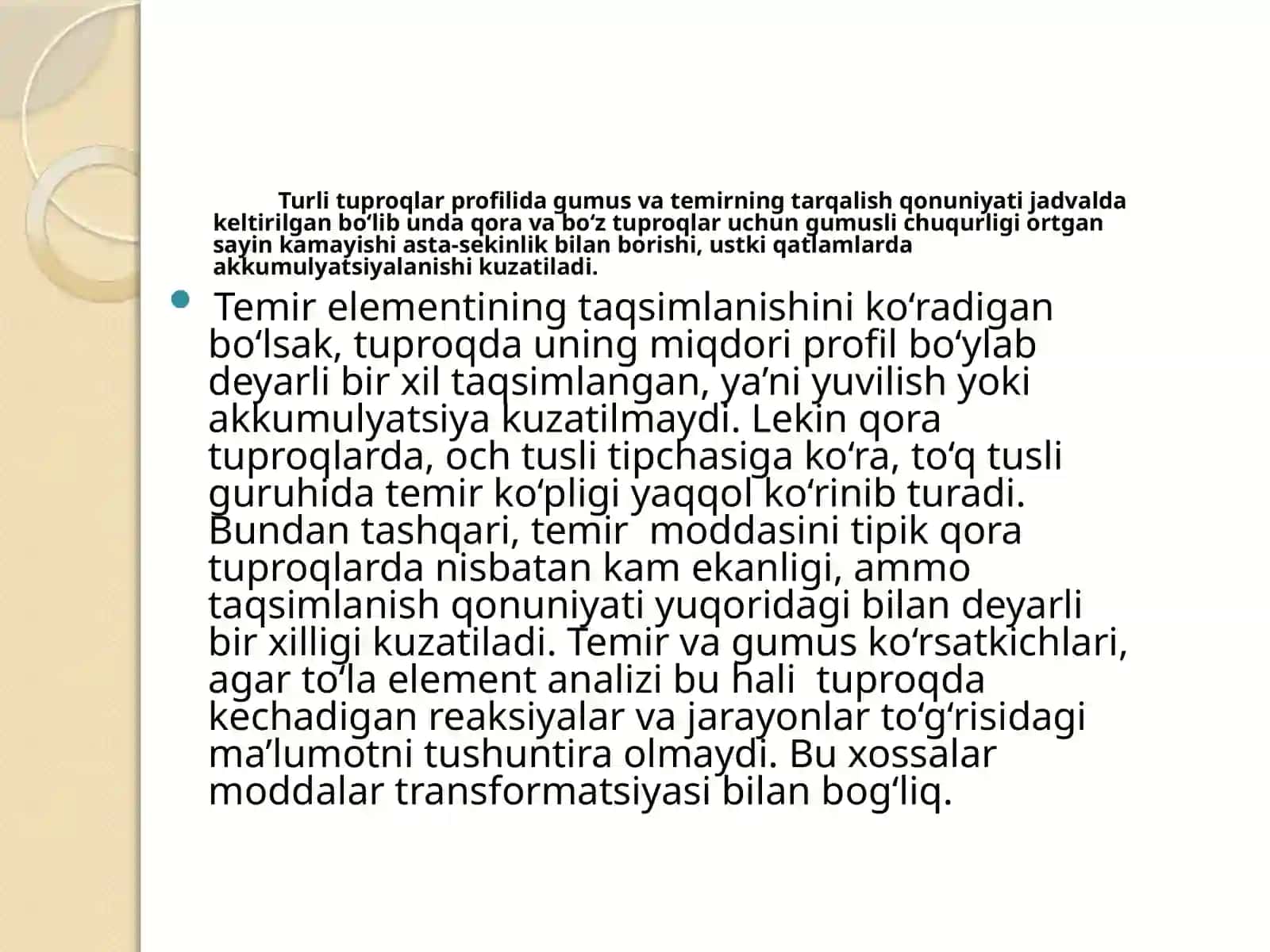 Bo’ztuproqlarning element va moddat tarkibi 4