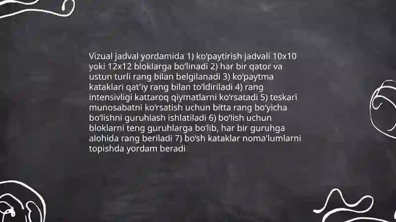Jadvalda ko‘paytirish va bo‘lishni o‘rgatish usullari 4