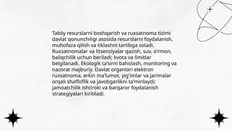 DAVLATNING TABIIY RESURSLARIDAN FOYDALANISH VA EKOLOGIYA SIYOSATI 4