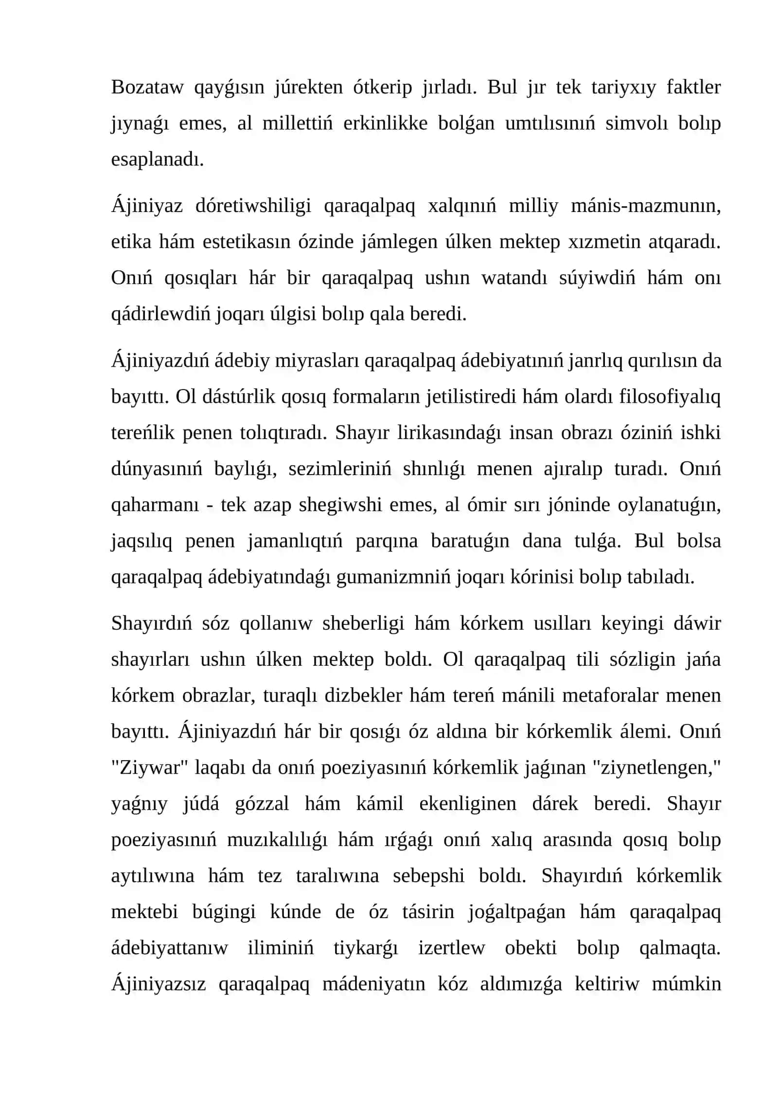 Ájiniyaz poeziyasınıń ideyalıq-kórkemlik tiykarları 4