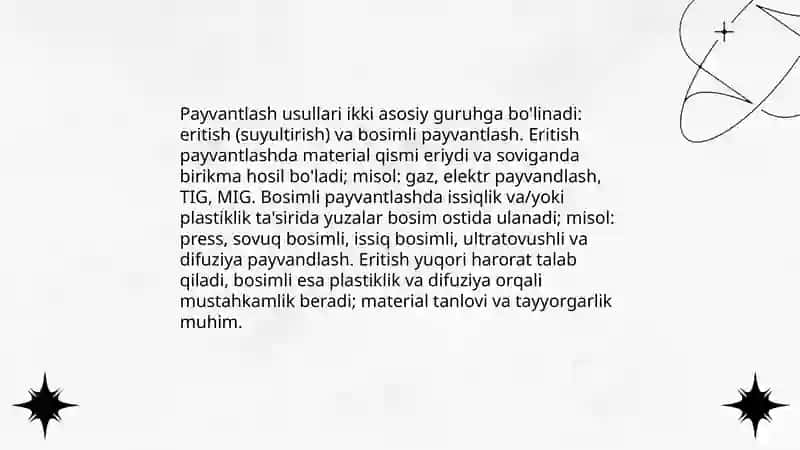 Metallarni payvantlash va ularning tasnifi 4