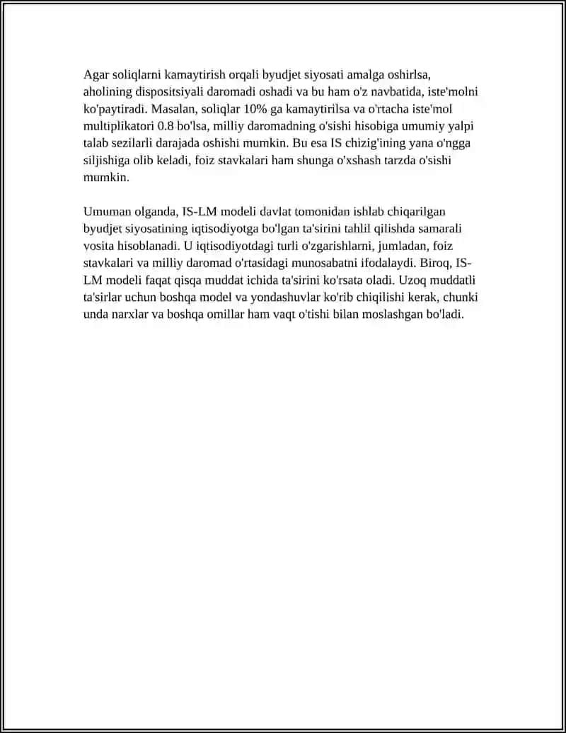 IS-LM MODELIDA BYUDJET- SOLIQ VA PUL-KREDIT SIYOSATI 4