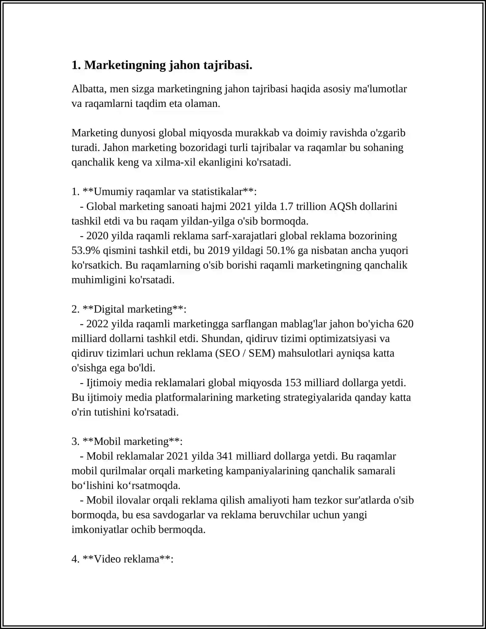 MARKETING XORIJIY TAJRIBASI VA UNDAN OʼZBEKISTONDA IJODIY FOYDALANISH IMKONIYATI EKVADOR RESPUBLIKASI MISOLIDA 4