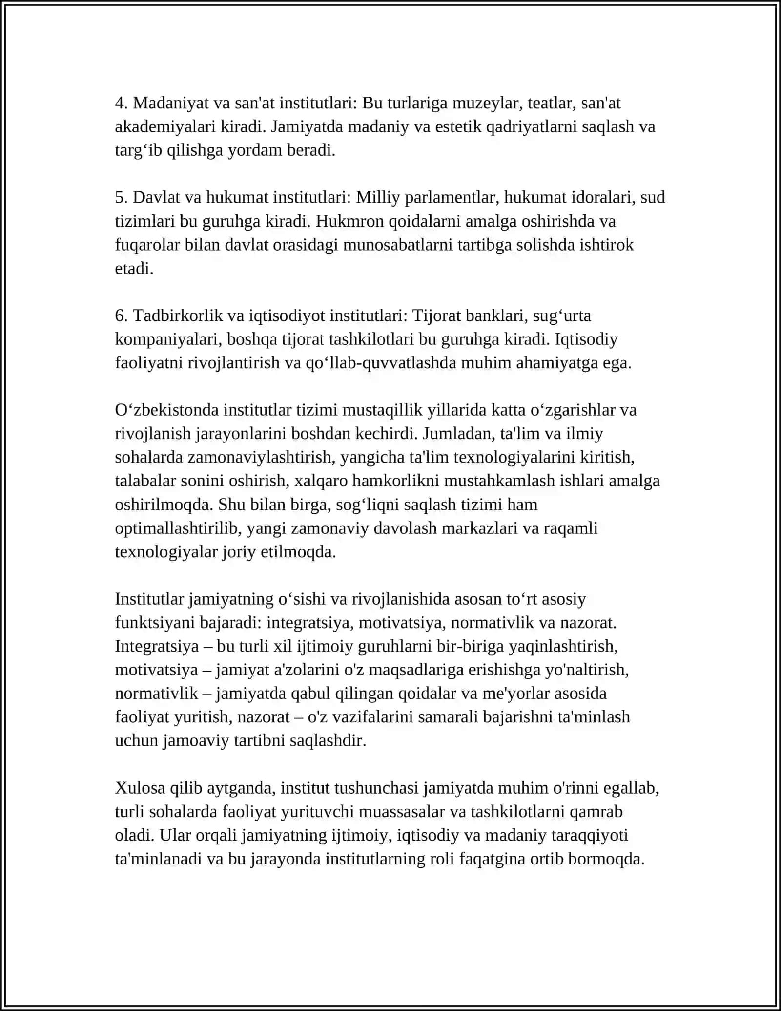 "INSTITUT", "NORMA" TUSHUNCHALARINING MOHIYATI VA MAZMUNI 4