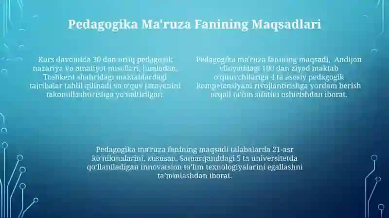 Pedagogik mahorat fanining maqsad va vazifalari 4