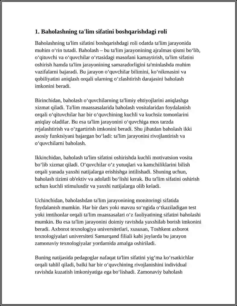 Baholashning ta'lim sifatini boshqarish elementi sifatida 4