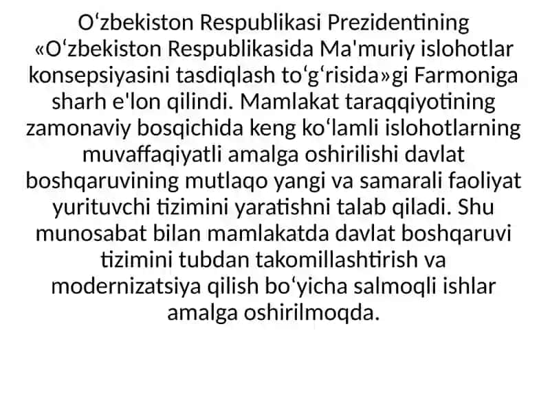 O‘zbekistonda ijtimoiy sohada amalga oshirilayotgan o`zgarishlar 4