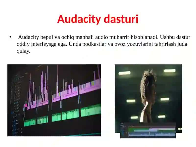 Musiqa va video muharrirlari
va ko‘rsatuvchi dasturlar 4