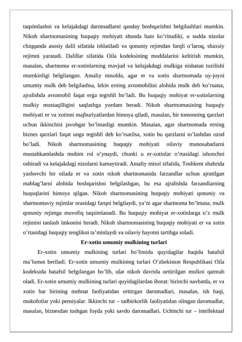 Nikoh shartnomasida umumiy mulk taqsimoti 4