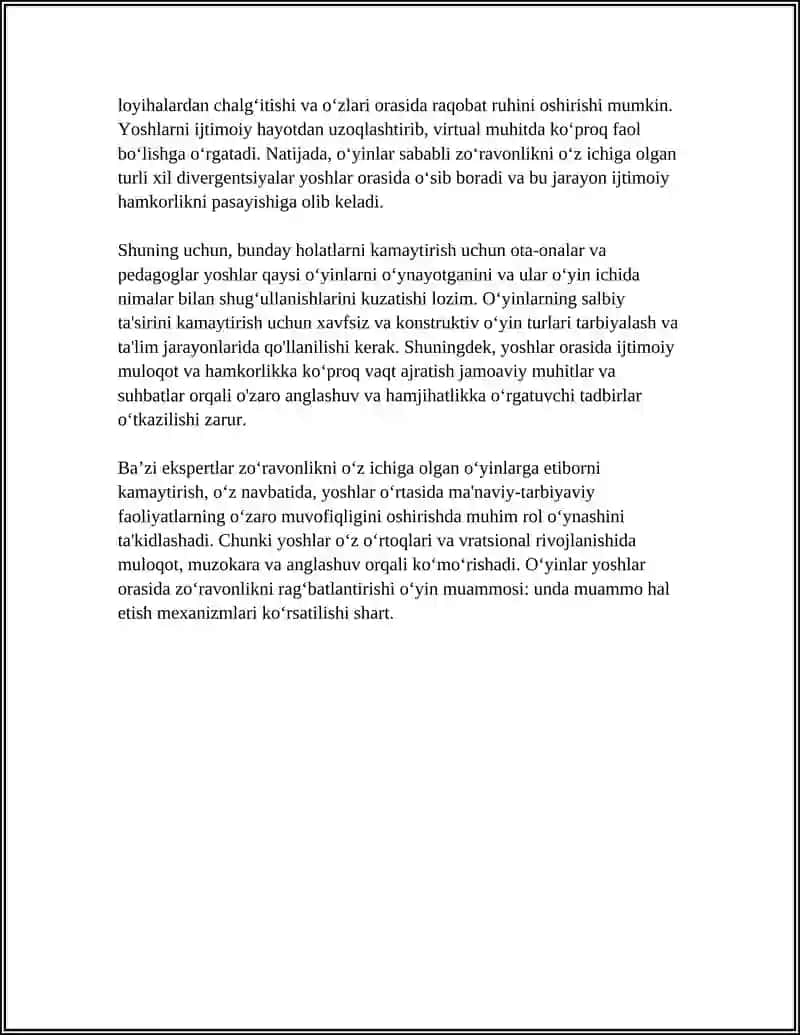 O'YINLARNING YOSHLAR TARBIYASIGA SALBIY TA'SIRI 4