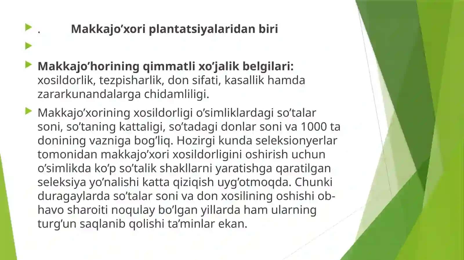 Makkajo'xoridatanlashningqo'llanilishi 4
